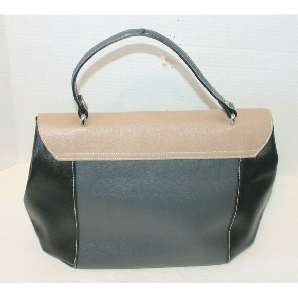 Carlo Pazolini Handbag Womens Purse Leather Black Tan Gray Made In Italy - Picture 3 of 7
